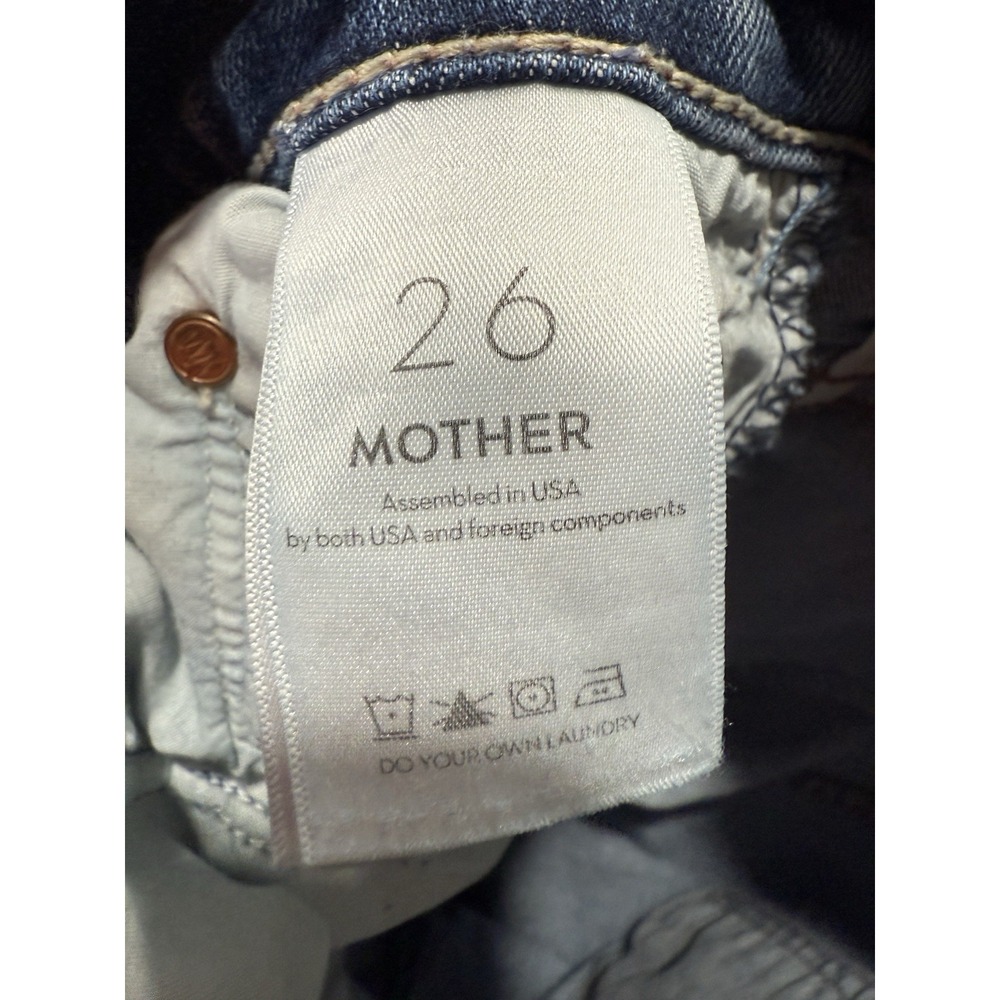 Mother The Insider Crop Step Chew in Dancing on Coals Distressed Blue Jeans Sz26 - Picture 7 of 11